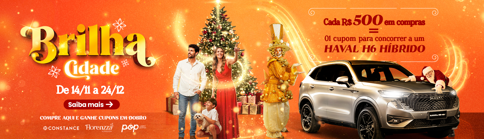 O Shopping Cidade vai fazer seu Natal brilhar — e pode te dar um HAVAL H6 Híbrido novinho!