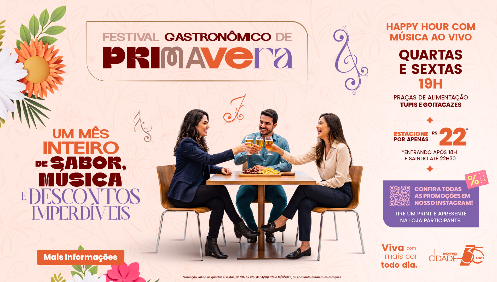 Festival Gastronômico de Primavera: sabor, música e bons momentos no Shopping Cidade!