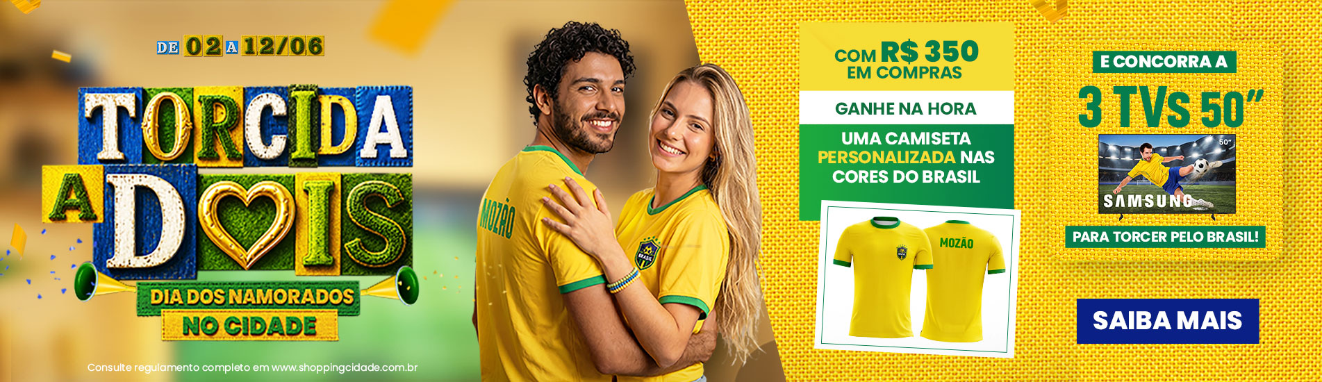 Torcida a Dois Shopping Cidade: Viva a paixão que nos une todo dia com prêmios imperdíveis