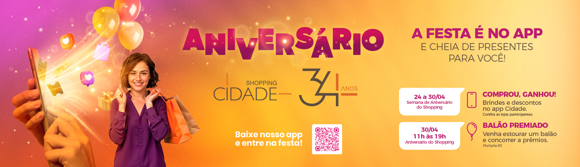 Shopping Cidade celebra 34 anos com uma semana de surpresas e presentes!