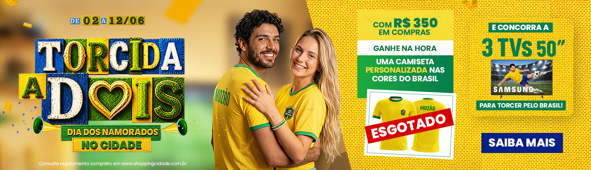 Torcida a Dois Shopping Cidade: Viva a paixão que nos une todo dia com prêmios imperdíveis