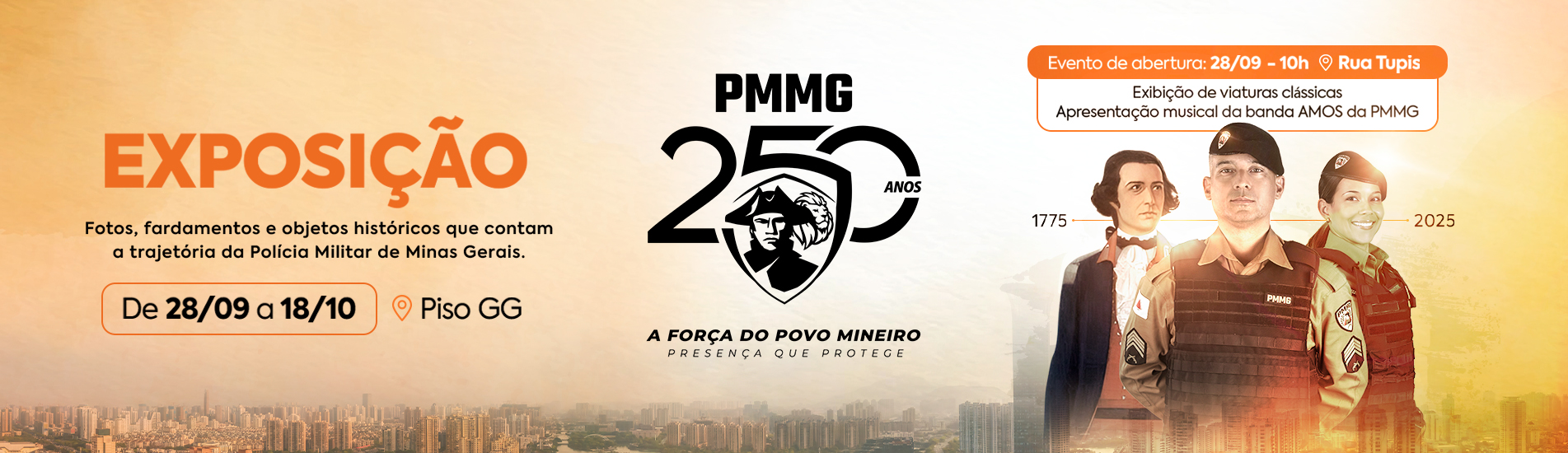 Exposição celebra os 250 anos da Polícia Militar de Minas Gerais no Shopping Cidade