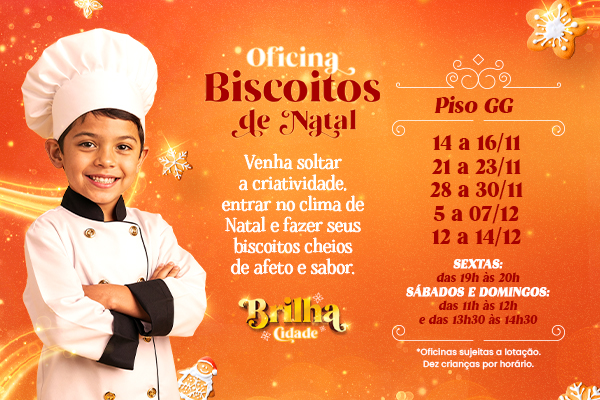Oficina de Biscoitos de Natal chega ao Shopping Cidade!